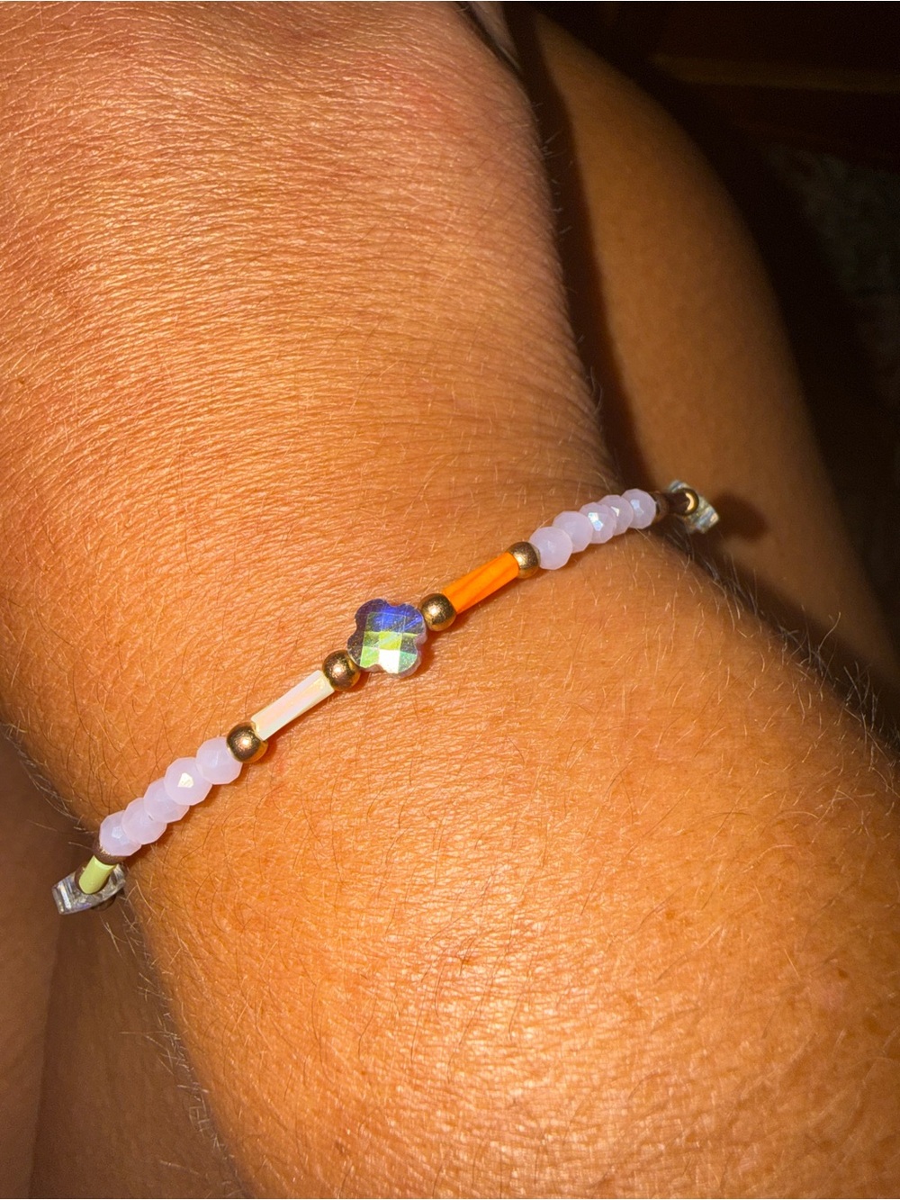 Delicate Pink Beaded Adjustable Bracelet with Accent Beads